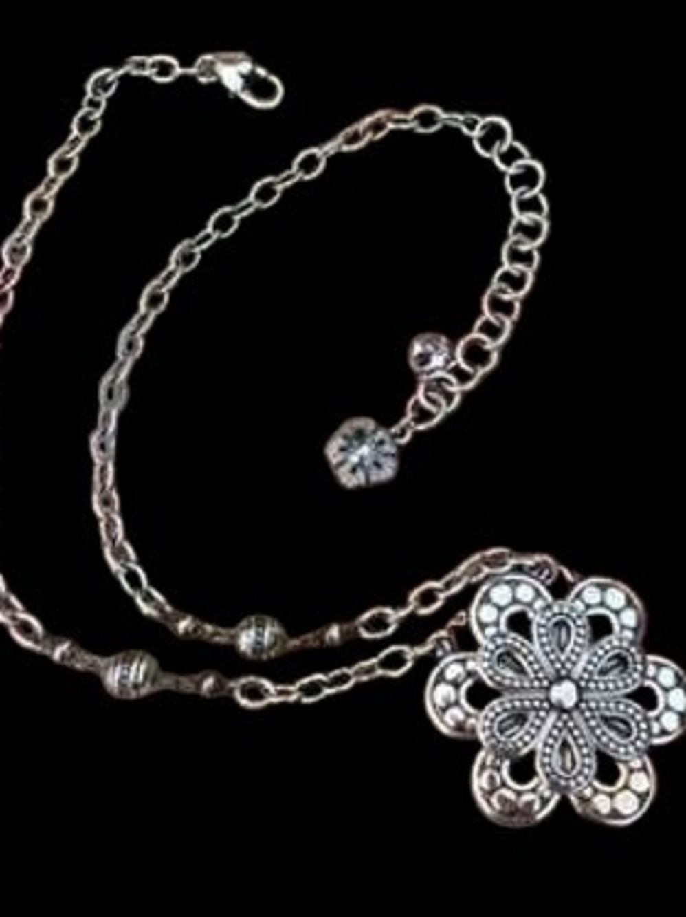 Vintage, Retired Brighton two-tone floral pendant necklace.
